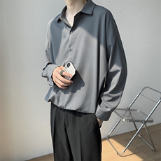春夏季坠感纯色内搭长袖衬衫男禁欲风骚年外穿衬衣C630/P27，男装衬衫，电商D202
