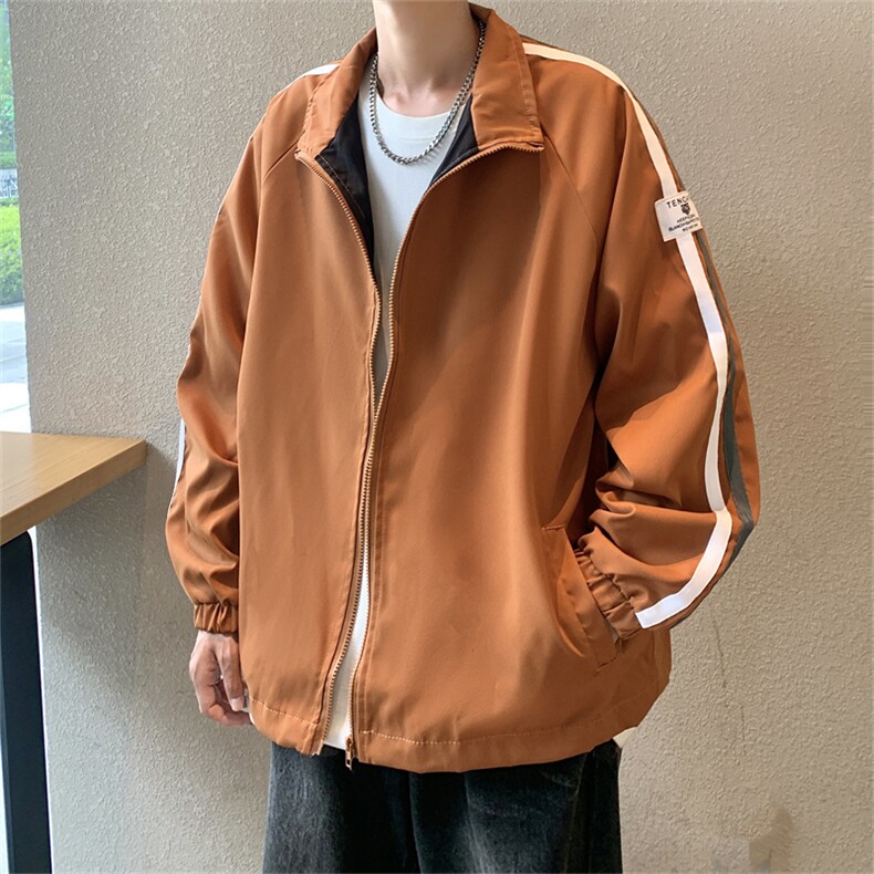 秋款男夹克条纹拼接小贴标冲锋衣外套JK193P55,男装夹克,星座1013-1