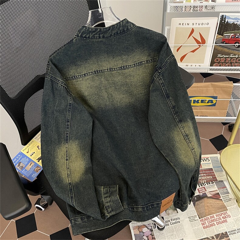 牛仔外套男士春秋季高级感痞帅炸街美式复古水洗做旧宽松休闲夹克,男装夹克,星座410-6（原星座1304-1）