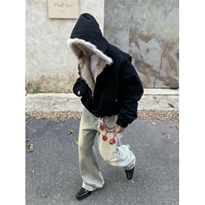 MRNEARLY美式假两件夹克棉服冬季外套男春秋款慵懒风宽松连帽棉衣，男装夹克，四季星座505