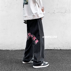 港风美潮做旧牛仔裤长裤直筒裤A014-K8167-P50控68，男装牛仔裤，电商A014