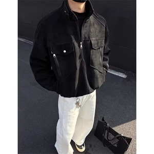 u皮外套男春秋立领美式复古工装男装皮衣夹克男款衣服HH061 P95图片