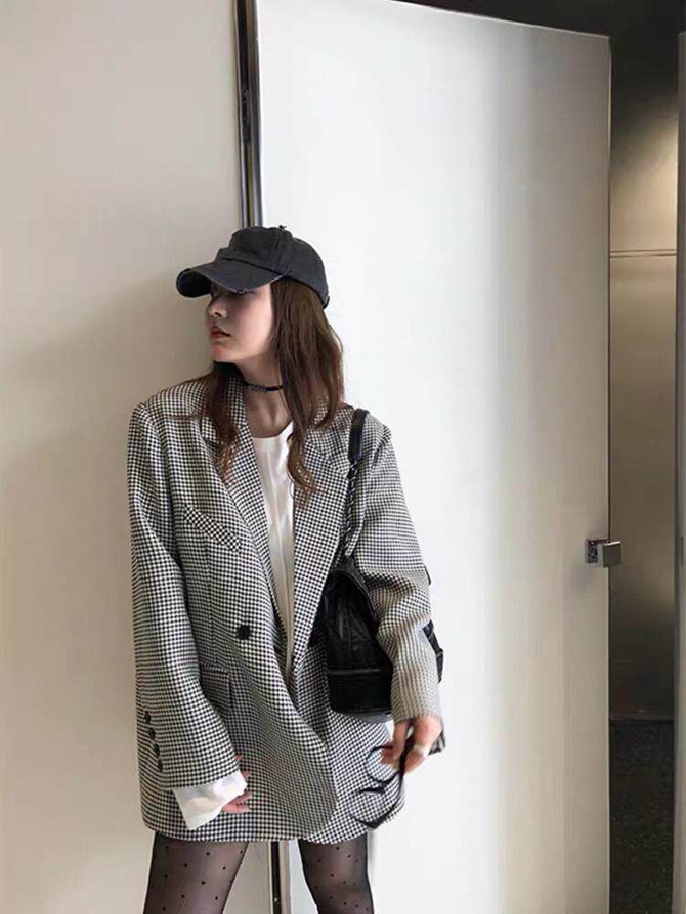 千鸟格西装，女装西装，XTZ style