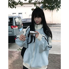 美式复古三条杠夹克拉链棒球服2025年新款秋冬拼接独特宽松外套，男装夹克，星座601-1