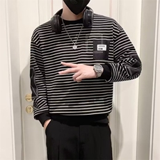 春秋季新款男士条纹卫衣宽松帅气长袖体恤圆领男上衣WY01-P40，男装T恤，星座208-5