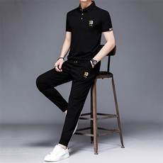 HP504夏季新款男士休闲套装刺绣男装百搭二件套，男装休闲套装，电商B360