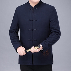 DH00-2032钱塘2020-2春季新款中老年男士唐装风长袖上衣P113，男装民族服装，钱塘207-2