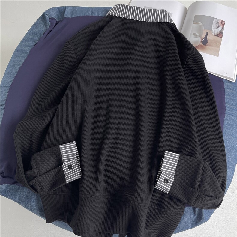 新款早秋上新千鸟格POLO领长袖上衣简约高级-EX51001-特批45,男装针织衫/毛衣,电商A061