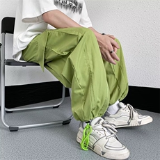 ins高街潮大口袋机能风工装裤男女宽松直筒抽绳束脚灯笼裤K42-p38，男装休闲裤，星座1008