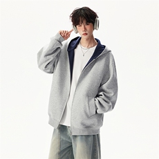 重磅高品质硬挺boxy26春装美式高街结构撞色拼接连帽卫衣开衫外套，女装短外套，电商A486