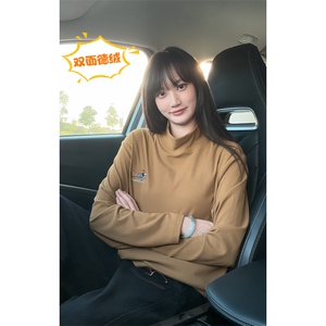 腊肠狗刺绣半高领宽松打底衫男德绒大码长袖T恤T5402-特P20控38图片
