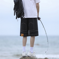 牛仔短裤男夏季薄款美式复古水洗倒装裤子DK836-特批-35，男装牛仔裤，星座718-1
