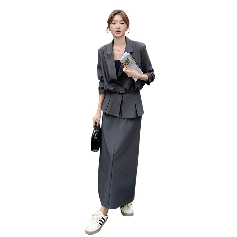 法式温柔风收腰气质套装女2025年春秋季新款西装上衣半身裙两件套,女装套装/套裙,2C255