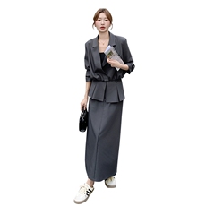 法式温柔风收腰气质套装女2025年春秋季新款西装上衣半身裙两件套，女装套装/套裙，2C255