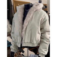 现货高品质美式高街冬季重磅硬挺短款座山雕毛领棉衣男女加厚外套，男装棉衣，电商A486