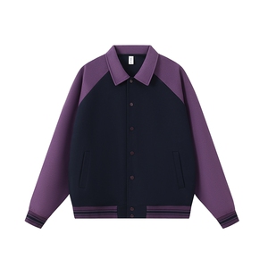 重磅420克boxy短款开衫翻领卫衣外套棒球服撞色外套男 D9898-P68图片