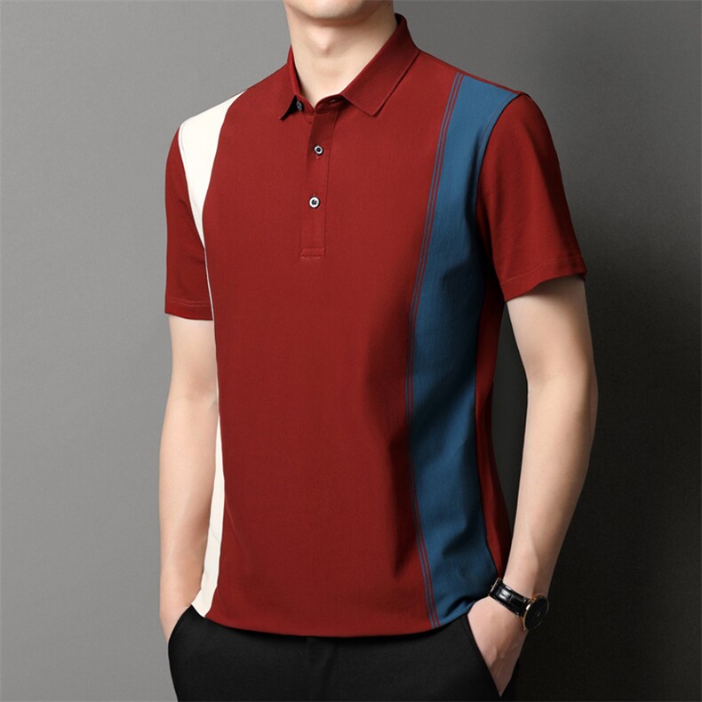中青年夏季2022薄款男士短袖POLO衫透气时髦商务潮流半袖上衣P68，男装Polo衫，钱塘6003A(原)4033A