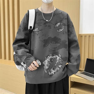 大码 秋冬潮流印花卫衣男宽松休闲W9917图片