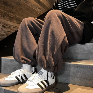 春季设计感潮牌阔腿裤日系cityboy摇粒绒束脚卫裤男 K7569-P33图片