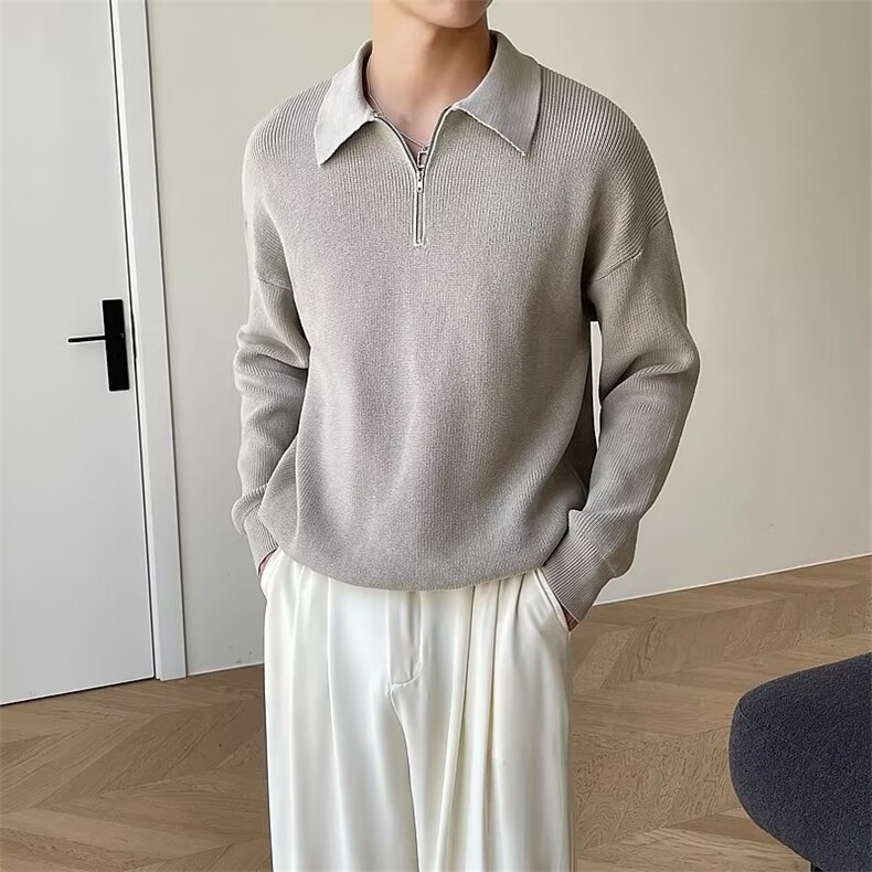 轻熟风半拉链polo领毛衣男秋冬套头针织衫MB47P48,男装针织衫/毛衣,星座1116-2
