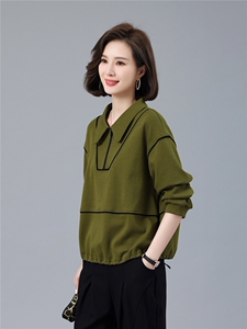 中年妈妈翻领卫衣女秋2026新款半拉链宽松大码洋气休闲上衣图片