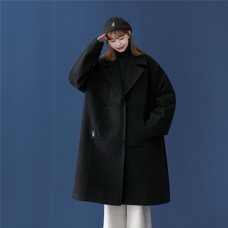 EY111中性风中长款垂感毛呢大衣外套女学院风呢子大衣冬装P98，男装毛呢大衣，电商C306-1