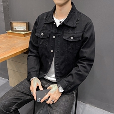 春秋季宽松破洞牛仔外套男潮流韩版夹克百搭港风ins衣服8151-P50，男装夹克，电商A318