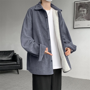 8XL-M加绒灯芯绒衬衫大码复古秋冬保暖上衣外套CS9001/P58加绒68图片