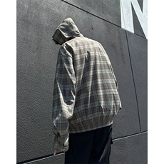 秋季氛围感格纹连帽开衫外套格子休闲夹克1001-1-AK02-P62，男装夹克，星座1001-1