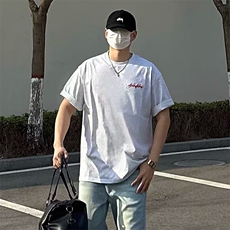 万针全刺绣工艺抖音得物高品质260克重磅纯棉双纱美式高街短袖T恤，男装T恤，电商A486