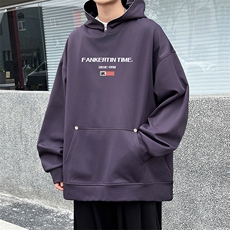 W966-P63M-6XL秋季美式重磅酷丝棉加绒套头连帽拉链卫衣，男装卫衣，星座109