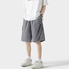 美式冲锋短裤男士夏季薄款宽松阔腿中裤潮牌阔腿休闲工装五分裤，男装牛仔裤，星座715-4