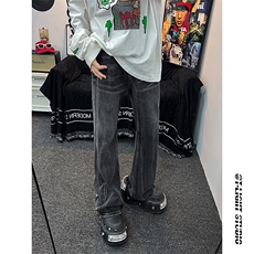 B221美式ins高街暗黑重工艺宽松微喇牛仔裤LK23128-P60控78，男装牛仔裤，电商B221
