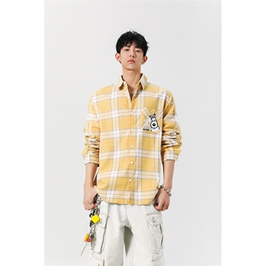 8XL-M 小狗格子衬衫男长袖2025春情侣款寸衣宽松衬衣CS519P58控78图片