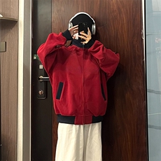 抖音得物高品质26春装美式高街重磅结构拼接织带立领卫衣外套CM42，女装短外套，电商A486