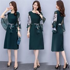 潮流舒适时尚连衣裙短袖2021年夏季中长款圆领优雅，女装连衣裙，众宇琦