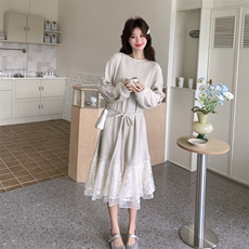 26春新款现-法式甜系拼接设计绝美连衣长裙2615-P180K288，女装连衣裙，2B190