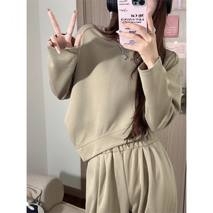 套装潮牌卫衣设计感上衣秋冬韩版宽松情侣开衫卫衣＋裤子E576-P45图片