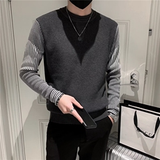 秋冬季男士毛衣针织衫新款男装潮流假两件圆领内搭网红打底衫S217，男装针织衫/毛衣，星座1116A-2（原606A-1）