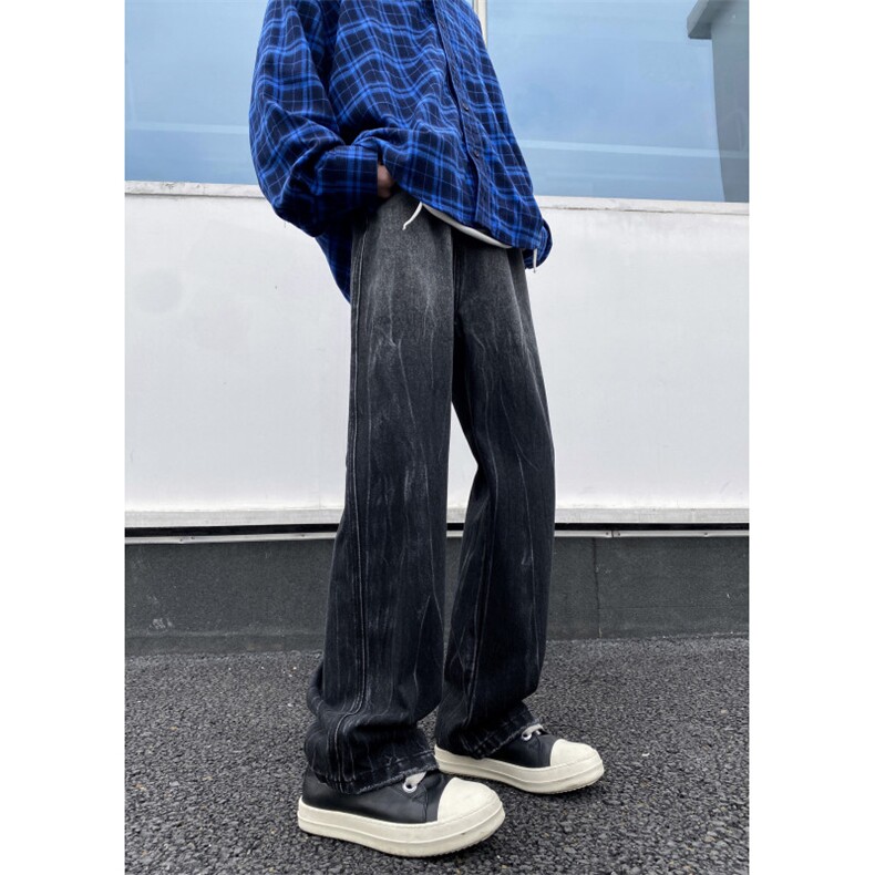 2024春季新款美式高街复古水洗微喇牛仔裤B315-K24008-p60控78,男装牛仔裤,电商B315