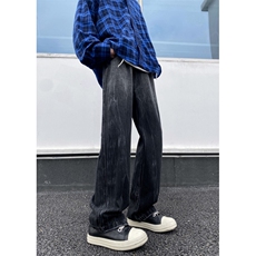 2024春季新款美式高街复古水洗微喇牛仔裤B315-K24008-p60控78，男装牛仔裤，电商B315