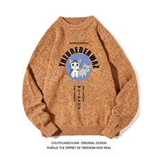 加厚加绒毛衣男大码毛线衣男针织衫M19160-P45加绒款-P65白底，男装针织衫/毛衣，电商A040A