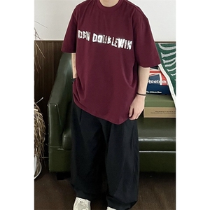 巴家重磅短袖垫肩T恤软金属立体印花宽松体恤1213-T2429-P35图片