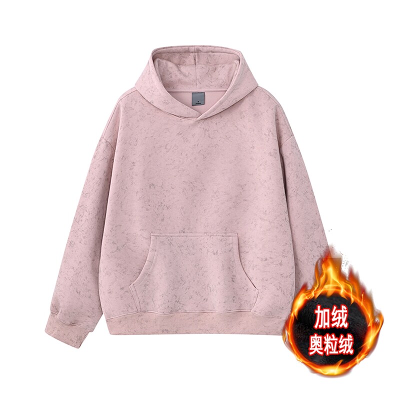 连帽加绒奥粒绒重磅无帽绳500克水洗扎染卫衣外套男 RH5310JR-P60图片