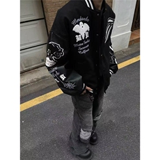 新款美式春秋复古街头棒球服男女同款情侣款潮牌夹克宽松潮外套，男装夹克，星座506A