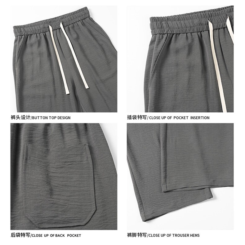 直筒冰丝山本裤男款夏季薄款潮牌百搭美式宽松阔腿垂感休闲长裤子,男装休闲裤,电商A022