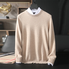 高品质男士加密针织圆领羊绒衫经典简约设计舒适保暖商务休闲，男装羊绒套衫，台绒羊绒