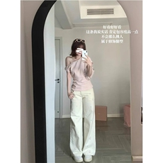 AK2329-P60美式可爱卡通刺绣牛仔裤女夏季设计感直筒阔腿梧桐裤，女装休闲裤，星座617A-2