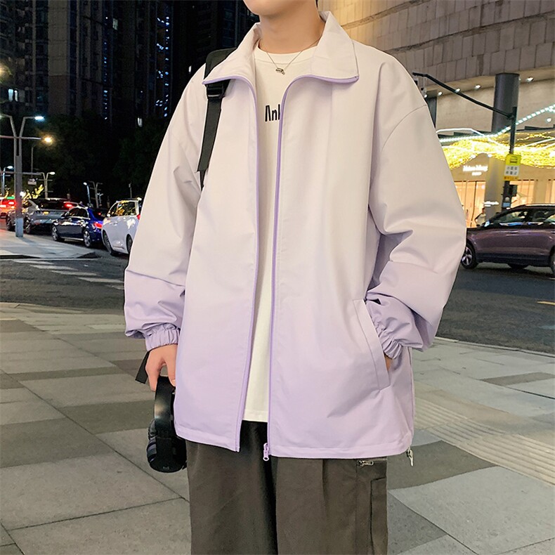 港风双面穿渐变上衣夹克宽松落肩立领冲锋衣外套 JK906 P75图片