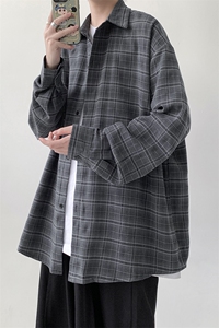 已出货 宽松格子衬衫男KD628-P50控78图片